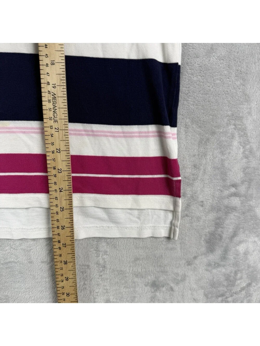 Polo Ralph Lauren Custom Fit Big Pony Polo Shirt White Pink Stripe Men's M Y2K
